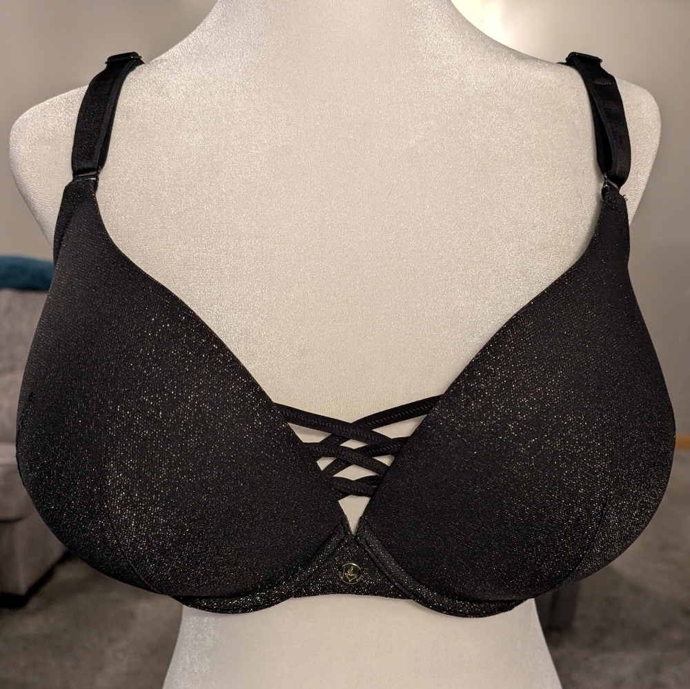 Torrid Push Up Plunge Black & Gold Glitter Bra